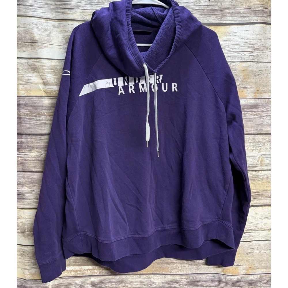 Under Armour Favorite Fleece ColdGear Cowl Neck Hoodie Women's 2XL Purple Loose